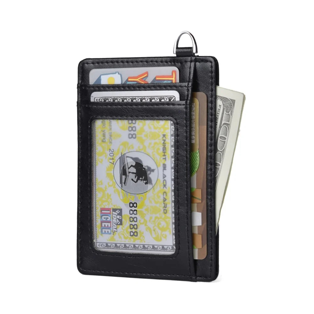 RFID Anti-magnetic ID Card with Ring Bank Card Wallet Pocket Bus Card Bag Card Sleeve - Black - 2