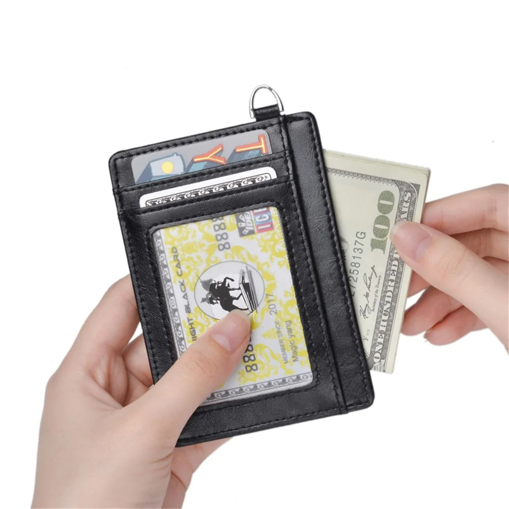 RFID Anti-magnetic ID Card with Ring Bank Card Wallet Pocket Bus Card Bag Card Sleeve - Black - 3
