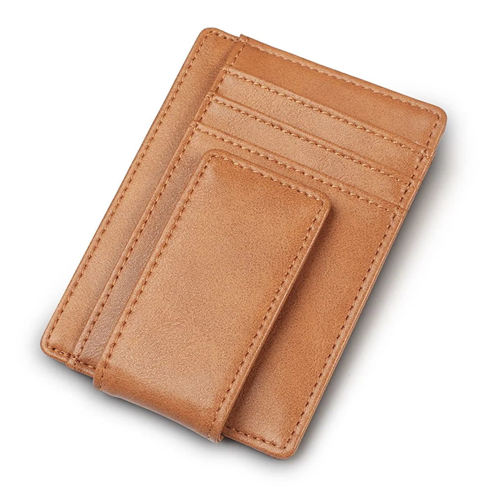 Anti-magnetic ID Card Bank Card Anti-Theft Swiping Wallet Pocket Bus Card Bag - Brown - 1