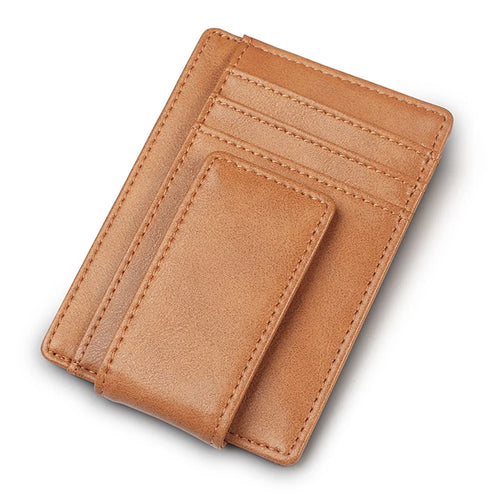 Anti-magnetic ID Card Bank Card Anti-Theft Swiping Wallet Pocket Bus Card Bag - Brown - 1