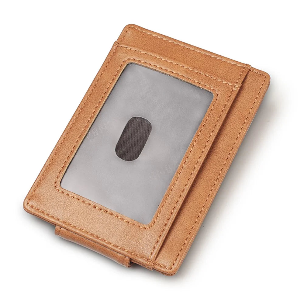 Anti-magnetic ID Card Bank Card Anti-Theft Swiping Wallet Pocket Bus Card Bag - Brown - 3