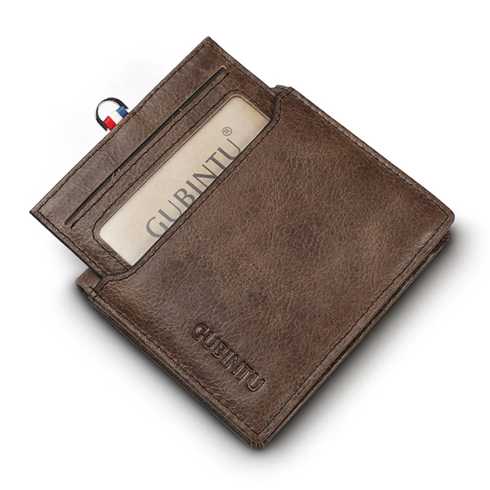 Men's Wallet Leather Multiple Card Slots Coin Purse Bag Card Holder Bag - Dark Brown - 1