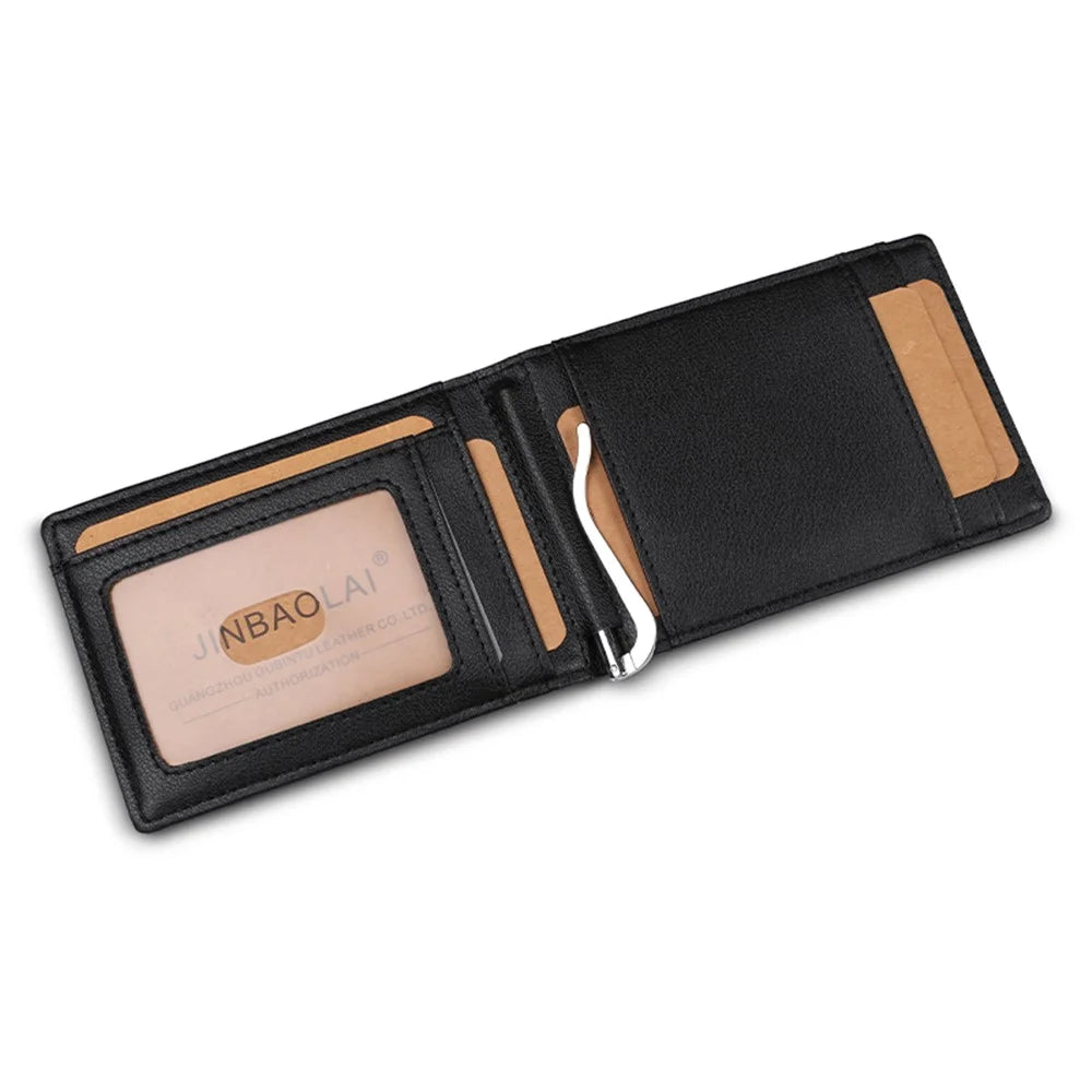 Fashionable Men's Wallet Genuine Leather Wallet Money Coin Card Holder Bag Purse - Black - 4