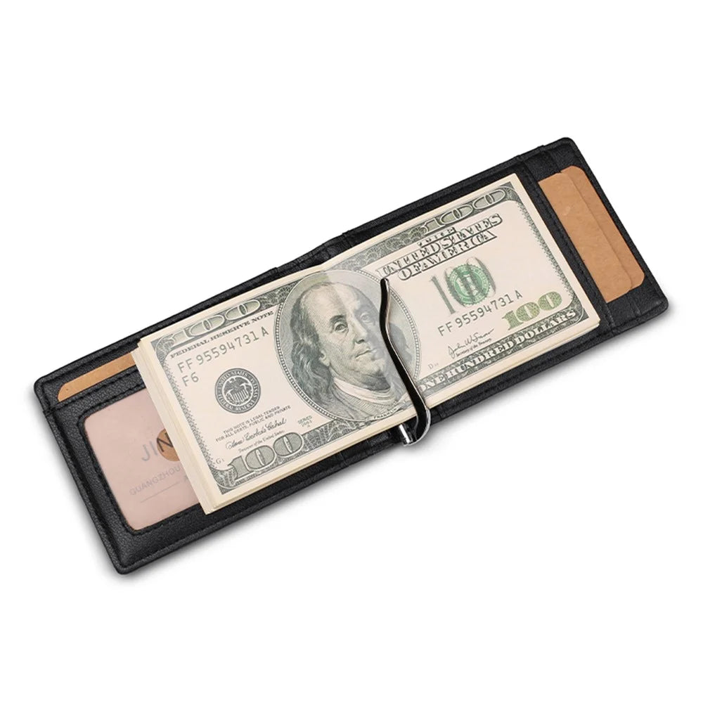 Fashionable Men's Wallet Genuine Leather Wallet Money Coin Card Holder Bag Purse - Black - 5