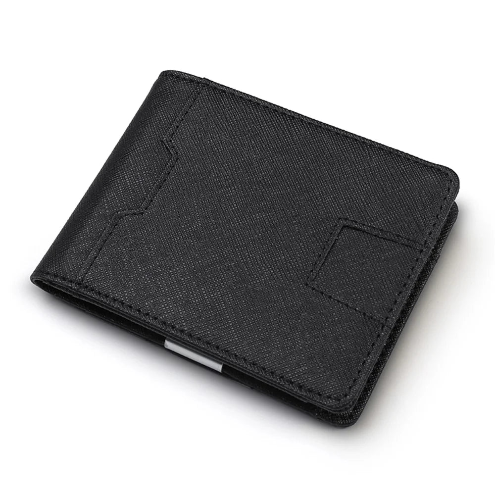 Ultra Thin Multi-card Men's Leather RFID Dollar Wallet - Black - 1