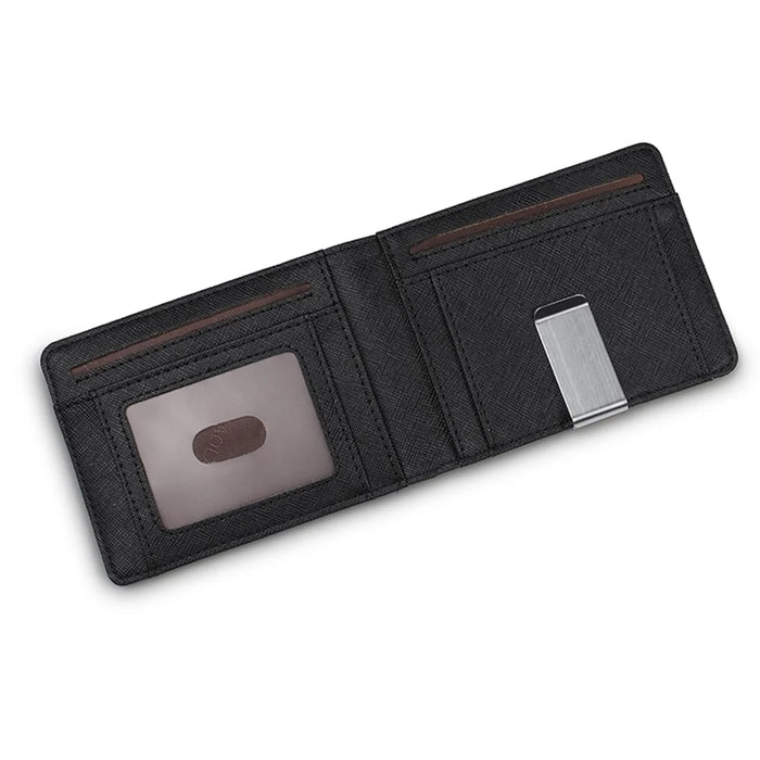 Ultra Thin Multi-card Men's Leather RFID Dollar Wallet - Black - 3