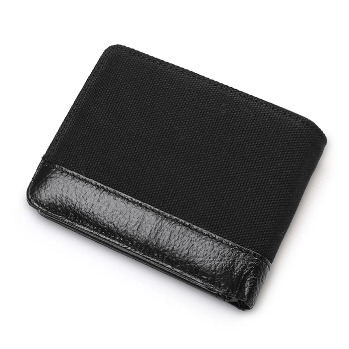 Leisure Men Bi-fold Wallet Card Coin Holder Slim Genuine Leather Short Purse - Style A/Black - 2