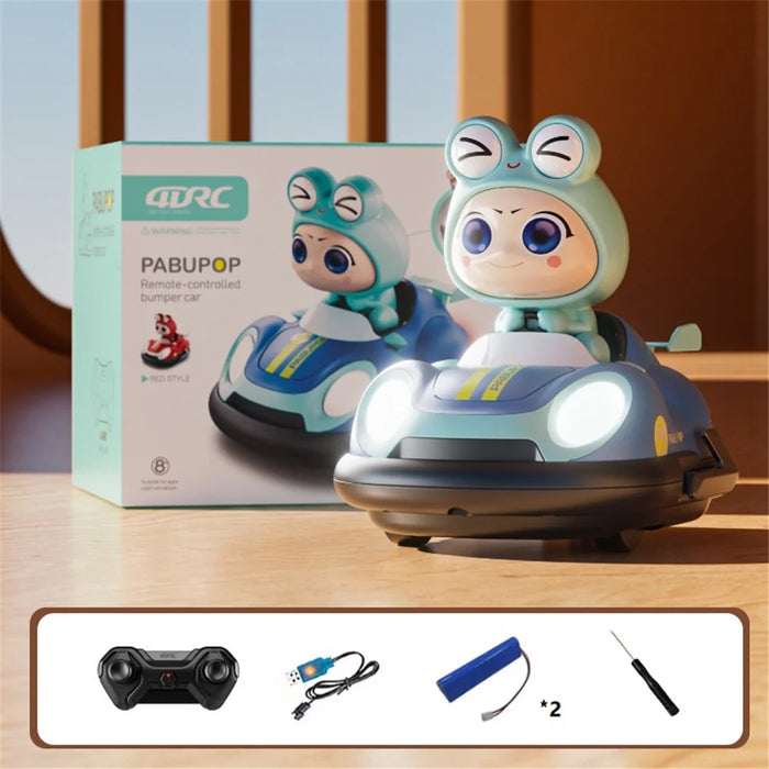 4DRC Y7 Remote Control Bumper Car with Light and Music Pop-Up Doll Children Battle Toy, 2 Batteries - Blue - 1