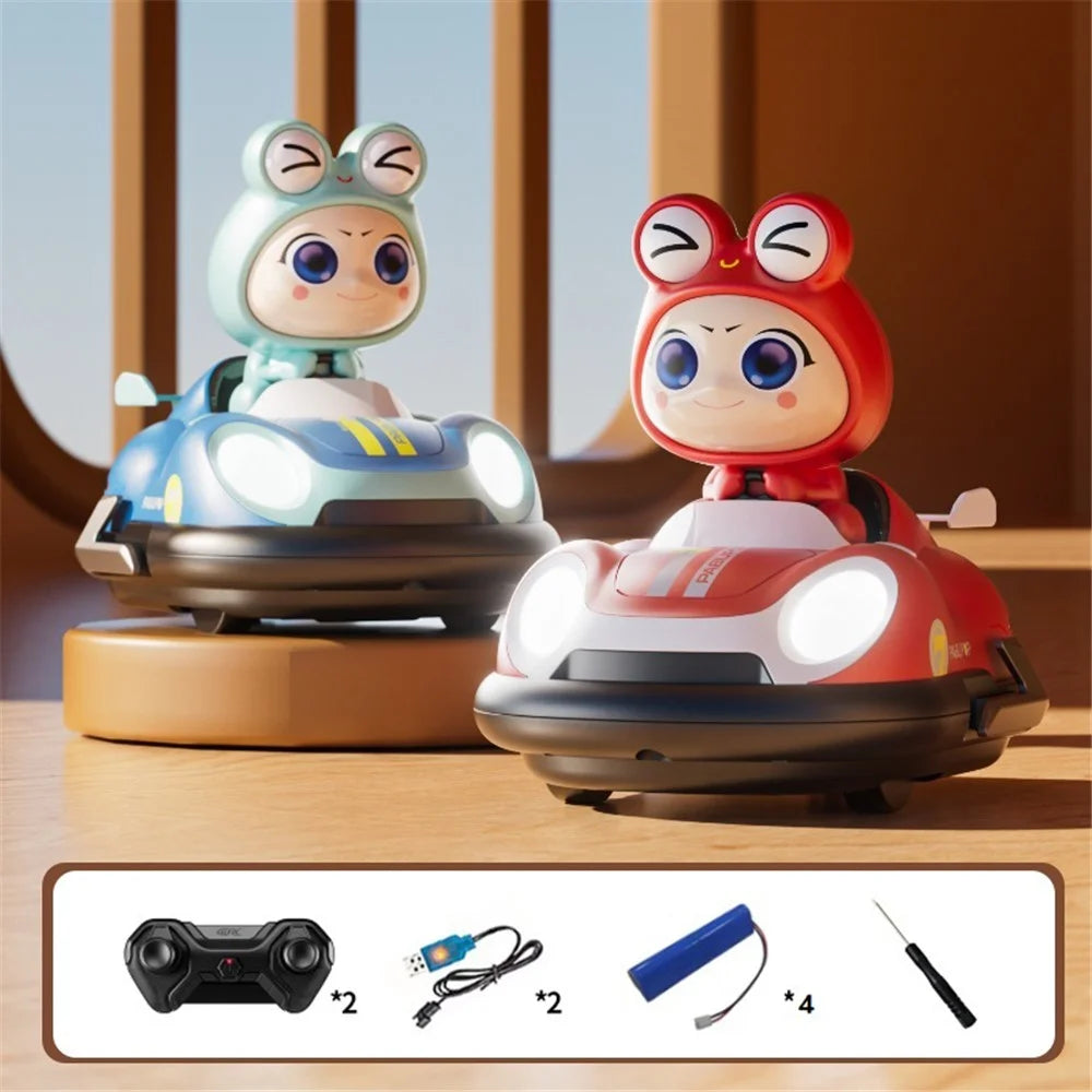 4DRC Y7 2Pcs Pop-Up Doll Remote Control Bumper Car Children Battle Toy with Light and Music (2 Batteries / Car) - 1