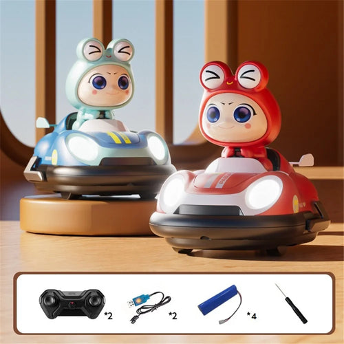 4DRC Y7 2Pcs Pop-Up Doll Remote Control Bumper Car Children Battle Toy with Light and Music (2 Batteries / Car) - 1