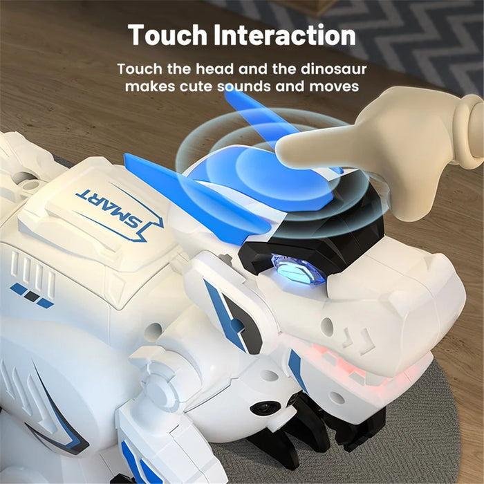 R25 Intelligent Programming Remote Control Dinosaur Electric Dinosaur Toy, Remote Control + Gesture Sensing Remote Control - Blue - 7
