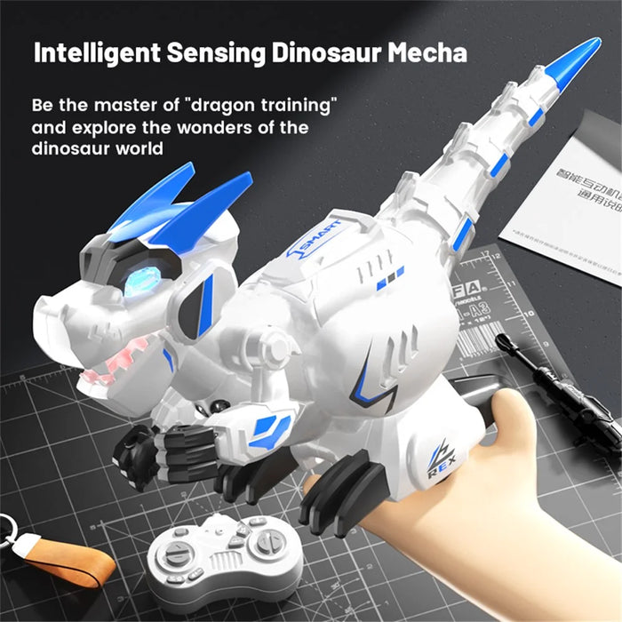 R25 Intelligent Programming Remote Control Dinosaur Gesture Sensing Electric Dinosaur Toy, 1 Remote Controller - Blue - 2