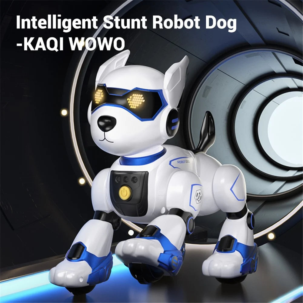 R27 Intelligent Voice Control Stunt Robot Dog Kids Remote Control Electronic Dog Toy, 1 Battery - Blue - 2