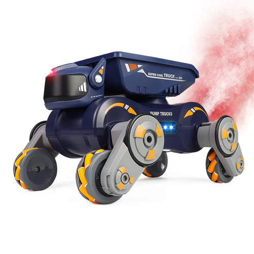 Q187 One-Click Spray RC Car with Light and Music Remote Control Stunt Robot Dog - Orange - 1