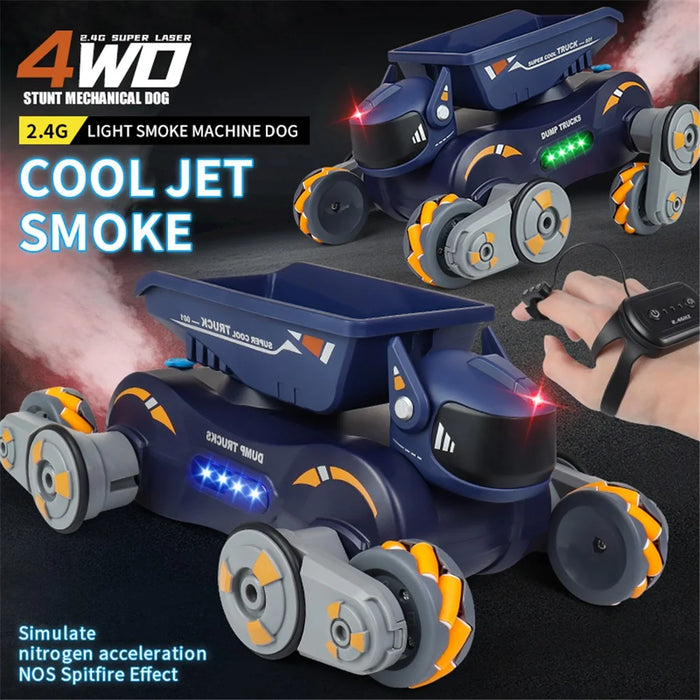 Q187 One-Click Spray RC Car with Light and Music Remote Control Stunt Robot Dog - Orange - 3