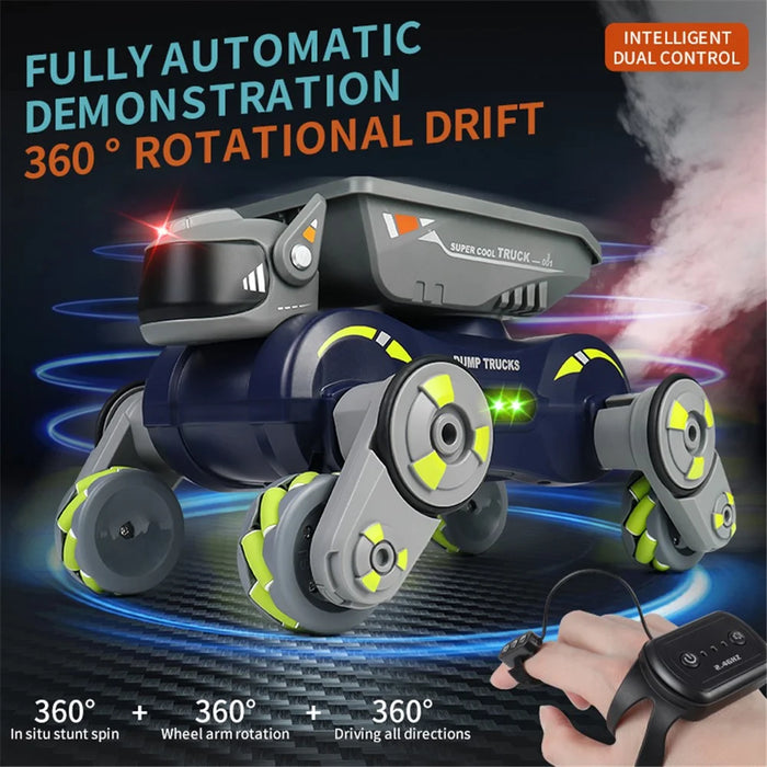 Q187 One-Click Spray RC Car with Light and Music Remote Control Stunt Robot Dog - Orange - 4