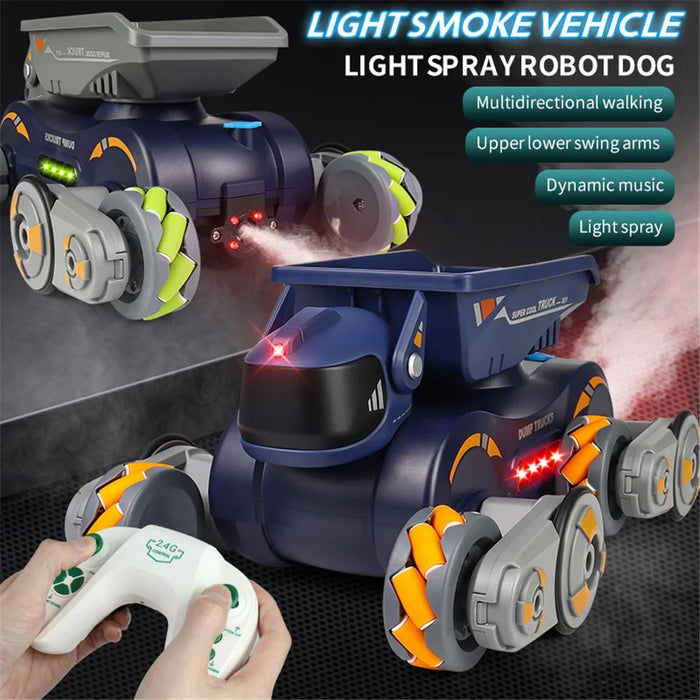 Q187 One-Click Spray RC Car with Light and Music Remote Control Stunt Robot Dog - Orange - 5