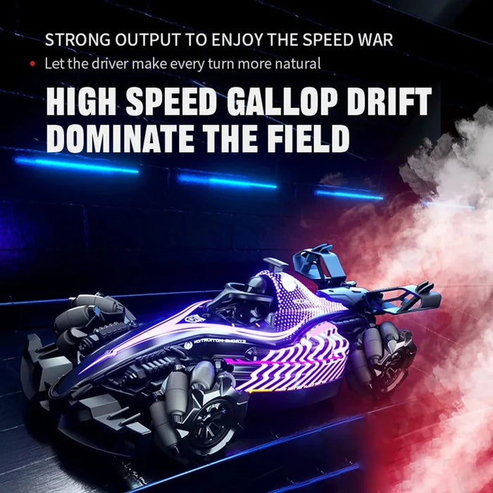 Q186 4WD Remote Control Car 360 Degree Drift Stunt RC Toy with Spray and LED Light - Blue - 2