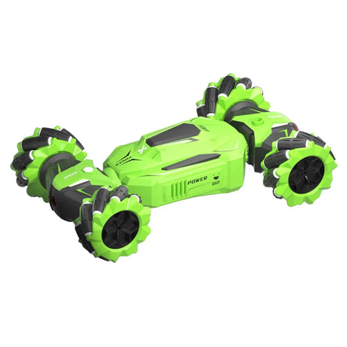 Q177 RC Stunt Twister Car Music Light Kids 2.4G Remote Control Four Wheel Car Toy, 1 Battery - Green - 1