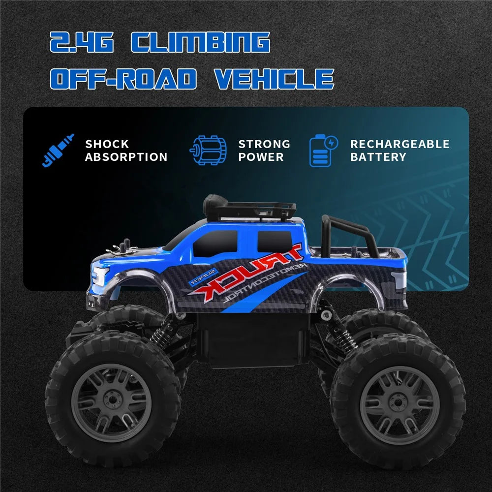 Q178 4WD Rock Climbing Off-Road Vehicle Cool Light Children Toy 2.4G Remote Control Car, 1 Battery - Blue - 4