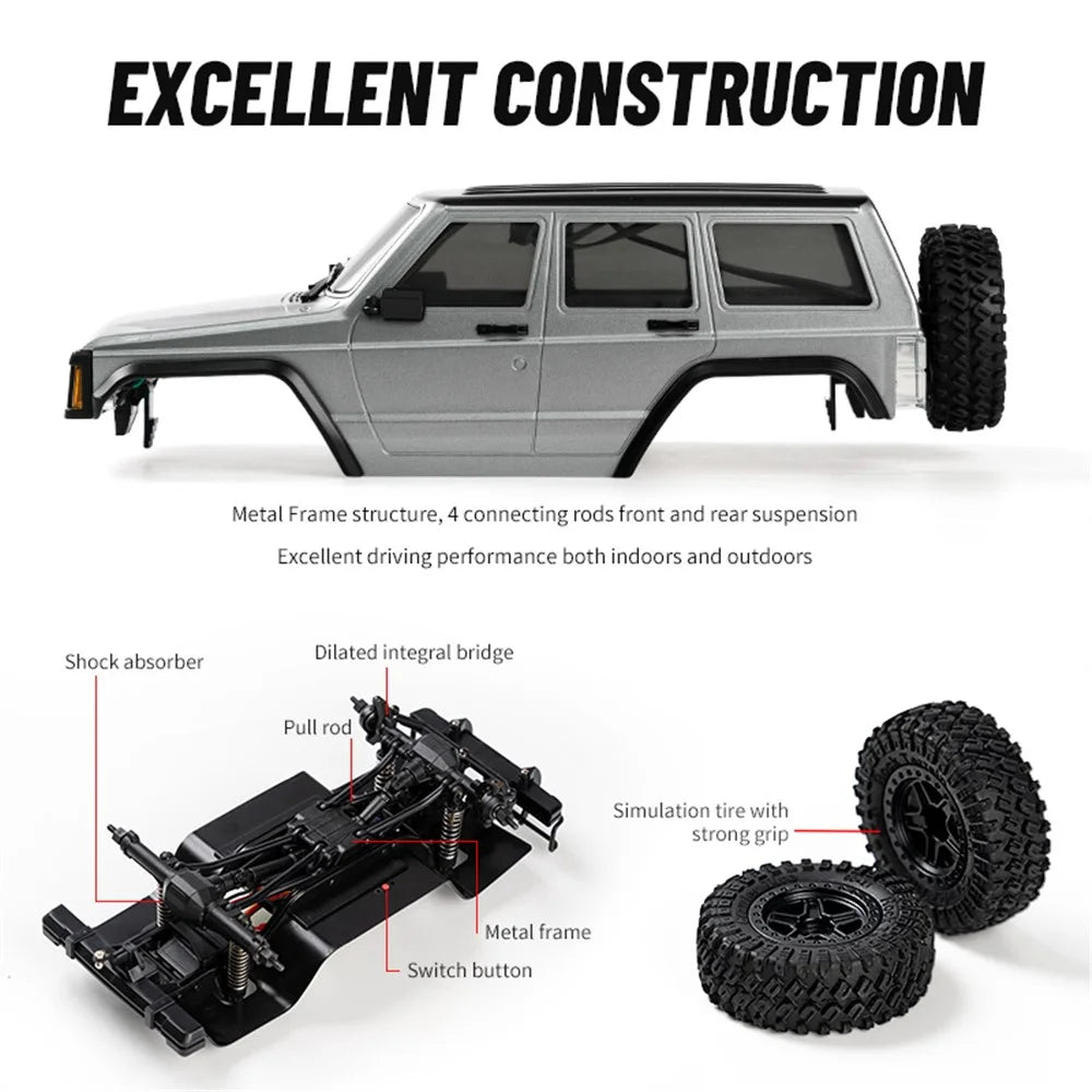 C8809 Simulation High Chassis Off-Road Climbing Car 4WD Shock-Absorbing Remote Control Car Toy, 1 Battery - Green - 6