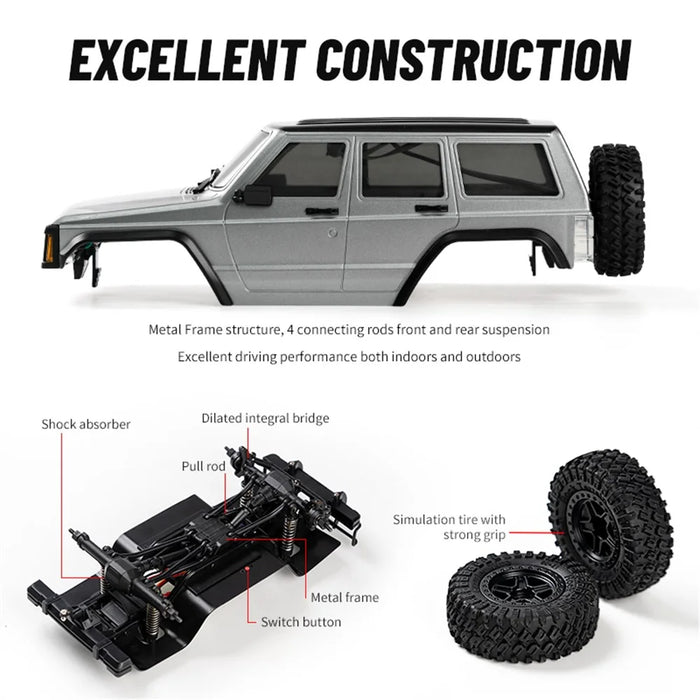 C8809 Simulation High Chassis Off-Road Climbing Car 4WD Shock-Absorbing Remote Control Car Toy, 1 Battery - Green - 6