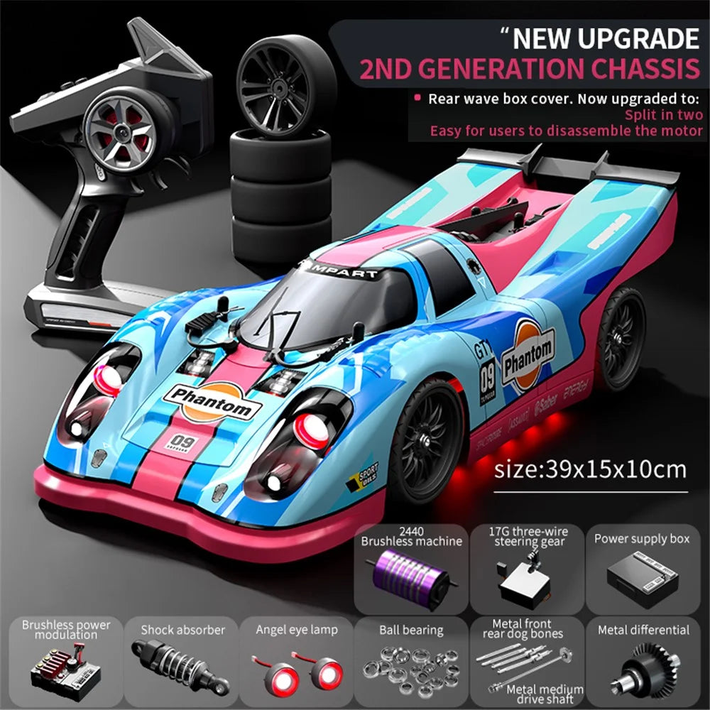 C8806 4WD Drift Racing Car Toy Brushless High-Speed 2.4G Wireless Remote Control Off-Road Car - Blue+Pink - 2