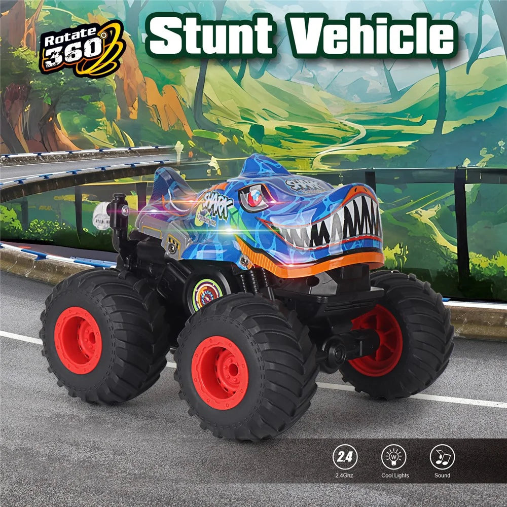 KY-S202B 1 / 20 Remote Control Toy Car Shark Head Design Stunt Car with Light and Music - Blue - 2