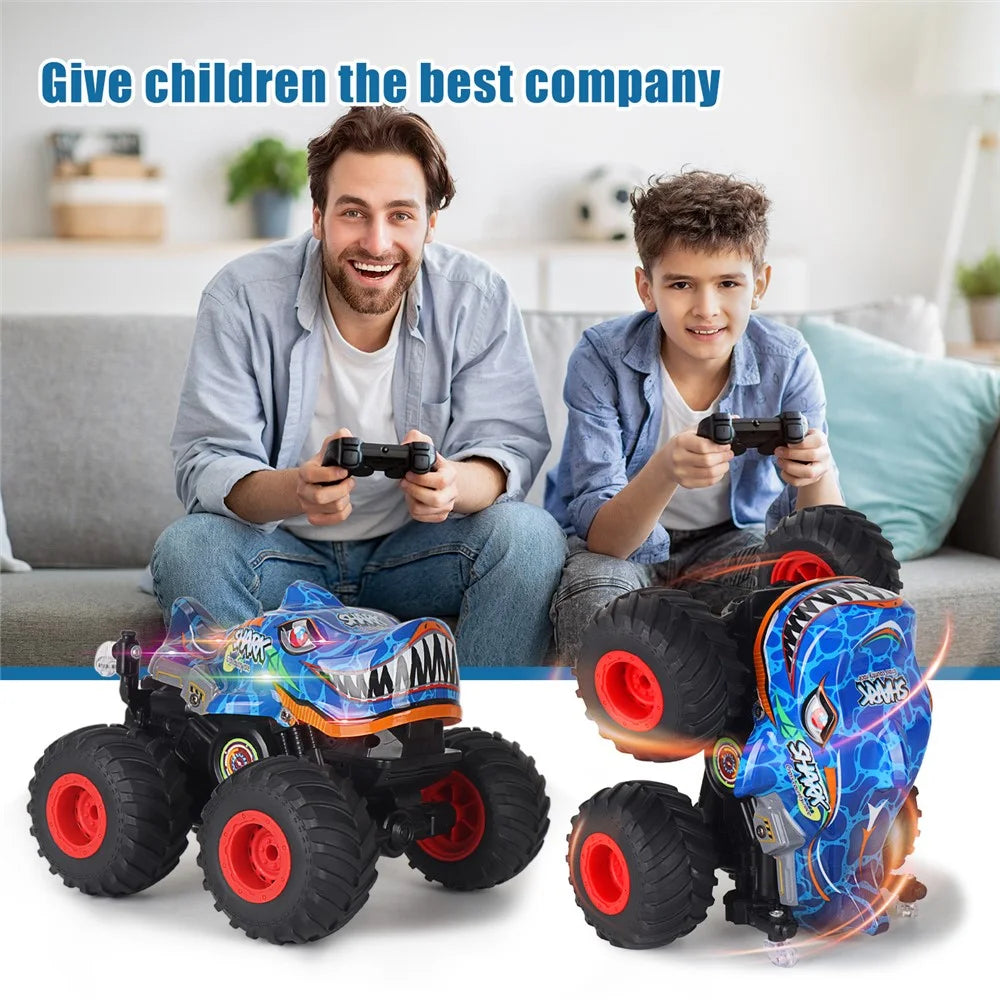 KY-S202B 1 / 20 Remote Control Toy Car Shark Head Design Stunt Car with Light and Music - Blue - 5
