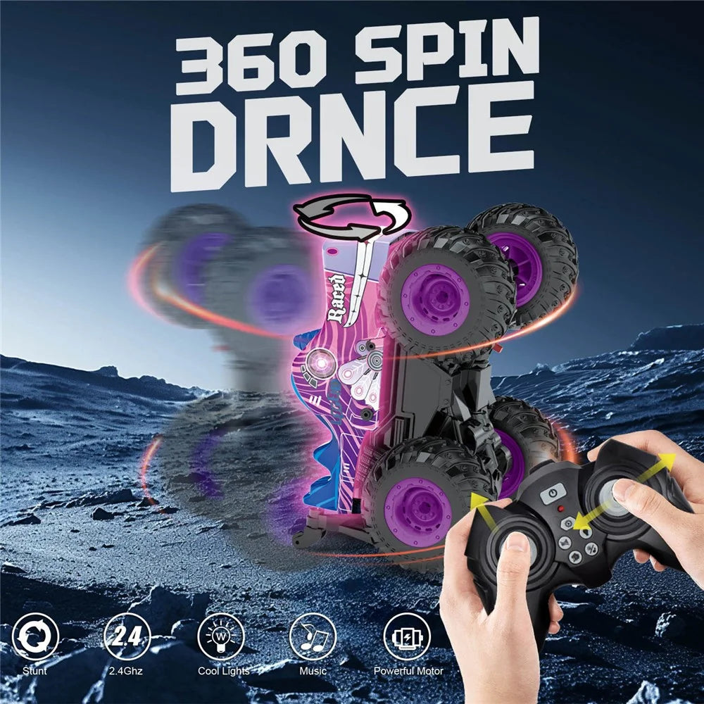 KY-S208A 1 / 20 Remote Control Car Cartoon Kids Stunt Car Toy with Light and Music - Purple - 4