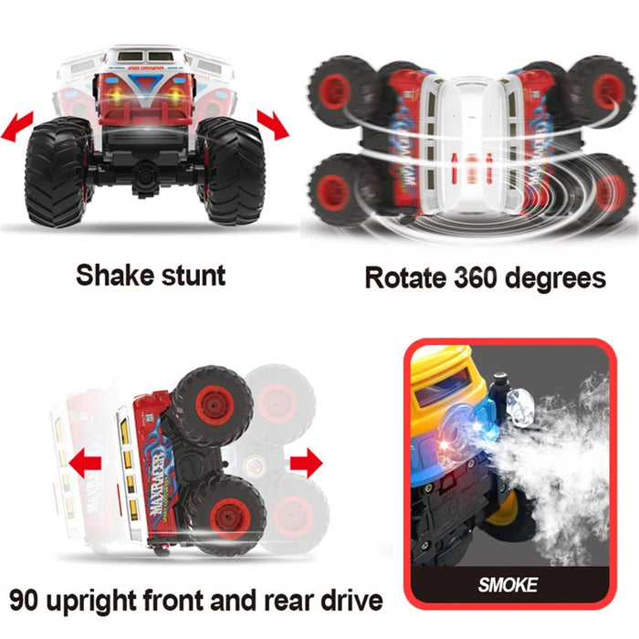KY-S201B 1 / 20 Stunt School Bus Light Music Mist Spray Remote Control Toy Car - Red - 5