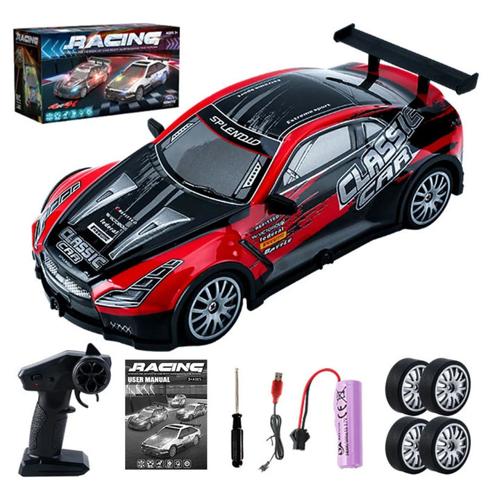 KY-S205 GTR Style 1 / 20 4WD RC High Speed Drift Car with Light Remote Control Toy Car - Red - 1