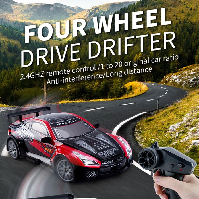 KY-S205 GTR Style 1 / 20 4WD RC High Speed Drift Car with Light Remote Control Toy Car - Red - 2