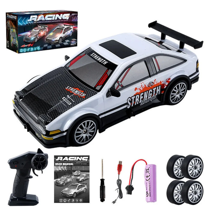 KY-S204 AE86 Style 1 / 20 4WD RC High Speed Drift Car with Light Remote Control Toy Car - White - 1