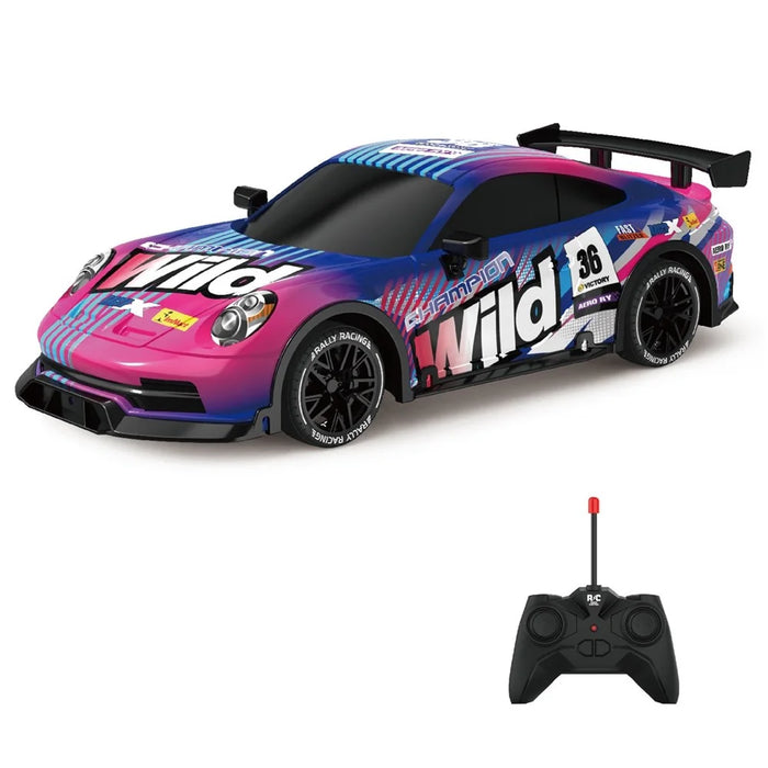 UJ99-P381 1 / 18 2WD RC Racing Car Toy Cool Light Effect Remote Control Car - Pink - 1