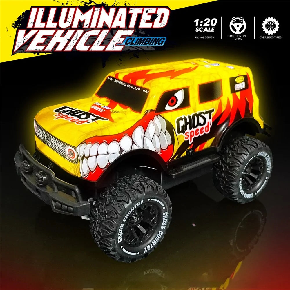UJ99-Y203 1 / 20 2WD RC Car Children Toy Cool Light Effect Remote Control Car - Yellow - 2