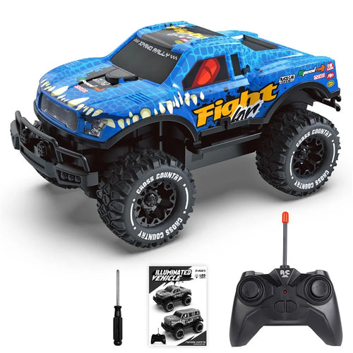 UJ99-Y202 1 / 20 2WD RC Car Children Toy Non-Slip Wheels Cool Light Remote Control Car - Blue - 1