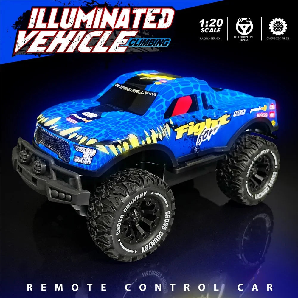 UJ99-Y202 1 / 20 2WD RC Car Children Toy Non-Slip Wheels Cool Light Remote Control Car - Blue - 2