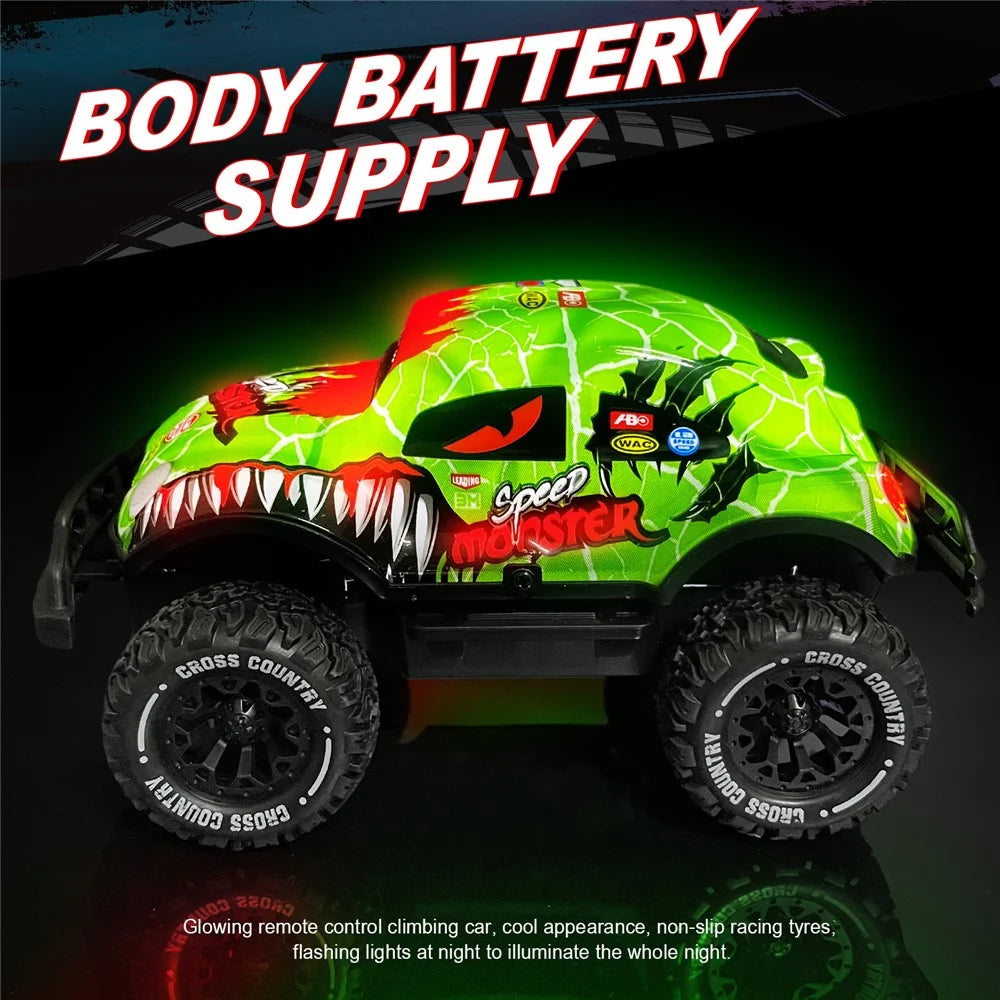 UJ99-Y200 1 / 20 2WD Remote Control Car Toy Cartoon Design Non-Slip Wheels Cool Light RC Car - Green - 2