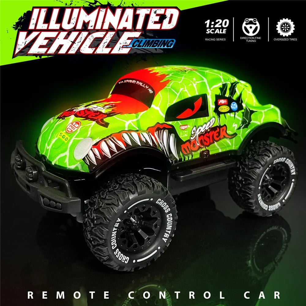 UJ99-Y200 1 / 20 2WD Remote Control Car Toy Cartoon Design Non-Slip Wheels Cool Light RC Car - Green - 3