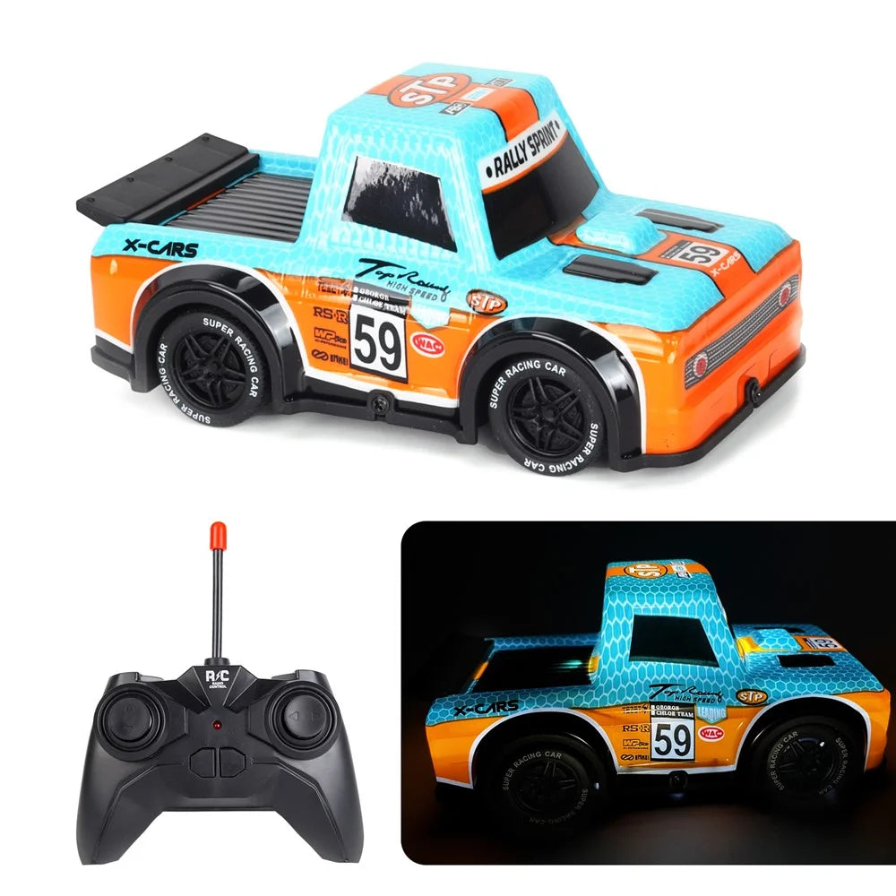 Q243 1 / 24 2WD RC Racing Car Children Remote Control Toy Car with Cool Light - Blue - 1