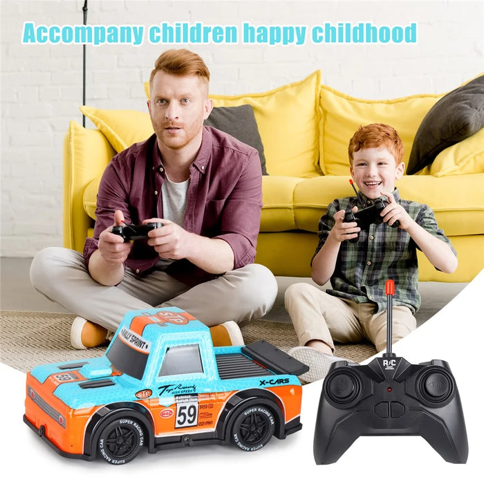 Q243 1 / 24 2WD RC Racing Car Children Remote Control Toy Car with Cool Light - Blue - 2