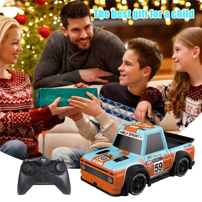 Q243 1 / 24 2WD RC Racing Car Children Remote Control Toy Car with Cool Light - Blue - 3