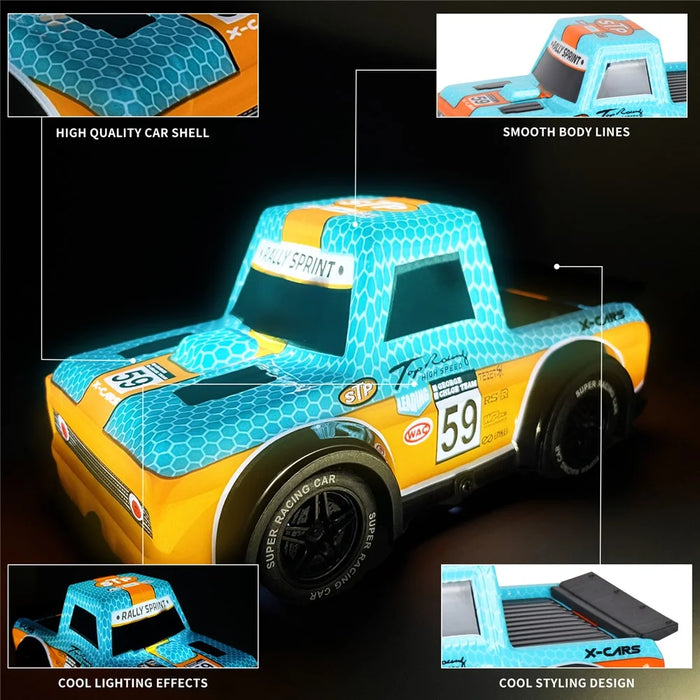 Q243 1 / 24 2WD RC Racing Car Children Remote Control Toy Car with Cool Light - Blue - 4