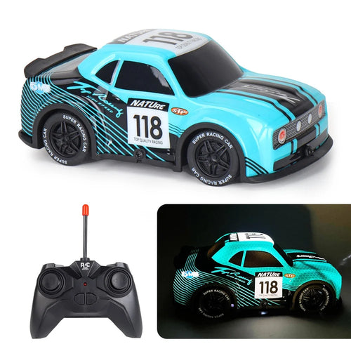 Q242 1 / 24 2WD RC Racing Car Cool Light Remote Control Car Children Toy - Cyan - 1