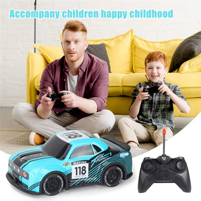 Q242 1 / 24 2WD RC Racing Car Cool Light Remote Control Car Children Toy - Cyan - 2