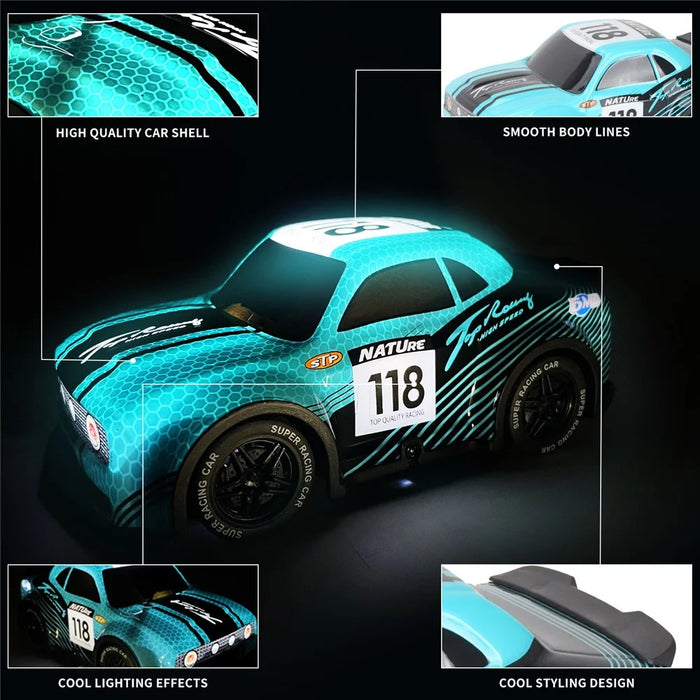 Q242 1 / 24 2WD RC Racing Car Cool Light Remote Control Car Children Toy - Cyan - 4