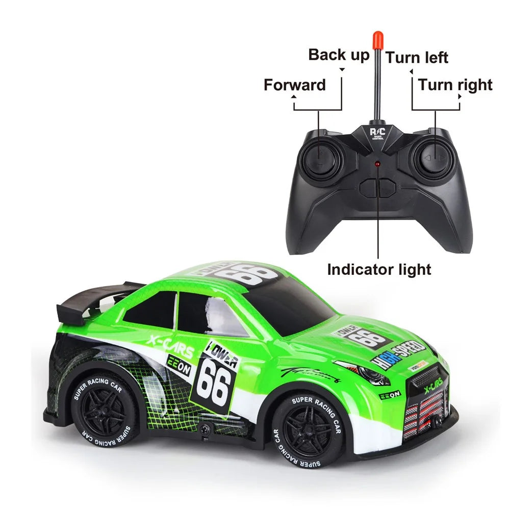 Q240 1 / 24 2WD Remote Control Racing Car Children Toy RC Car with Cool Light - Green - 6
