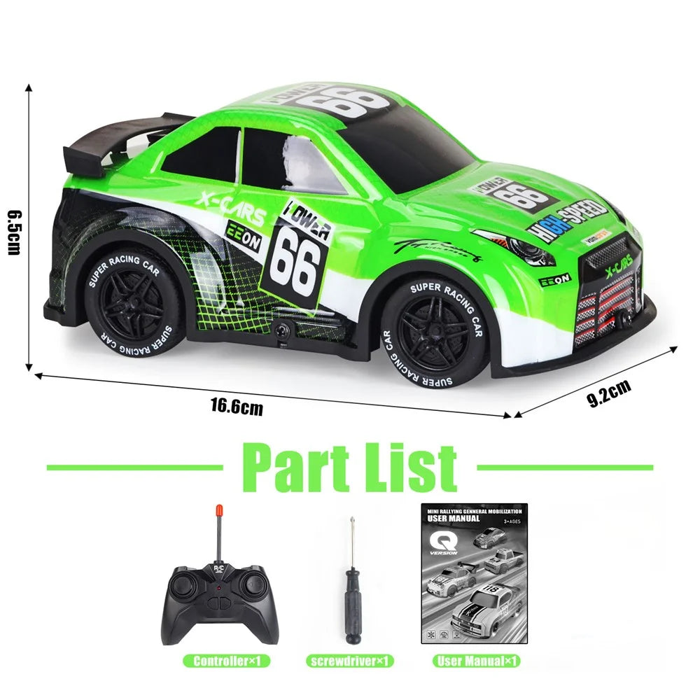 Q240 1 / 24 2WD Remote Control Racing Car Children Toy RC Car with Cool Light - Green - 7