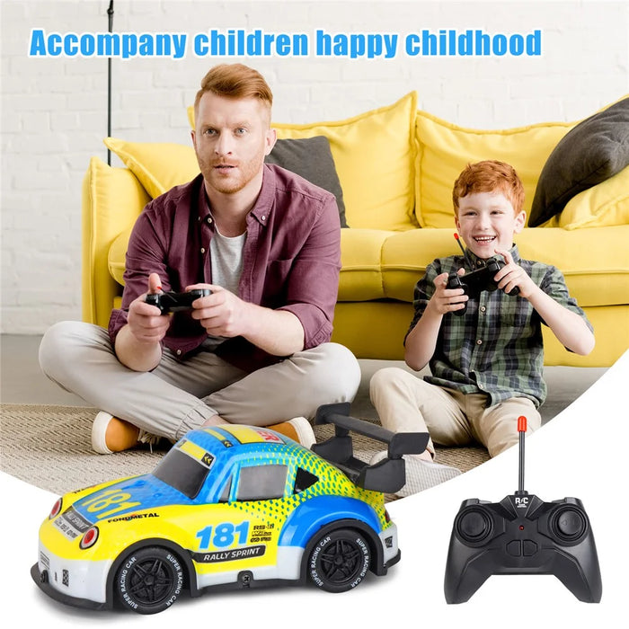 Q241 1 / 24 2WD Remote Control Car Kids Toy RC Racing Car with Cool Light - Yellow - 2